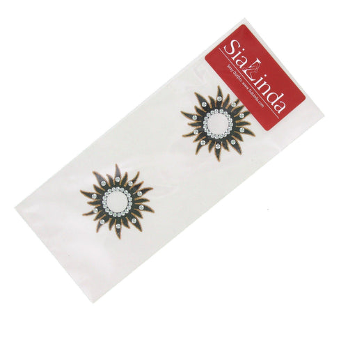 SiaLinda: Breast and body tattoo Maeva, self-adhesive, set of 2, black gold, flower pattern.